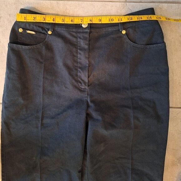 St. John Sport by Marie Gray Wide Leg Chino Pants Black Gold logo 10 - Picture 7 of 11